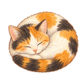 Sleeping Calico Cat
